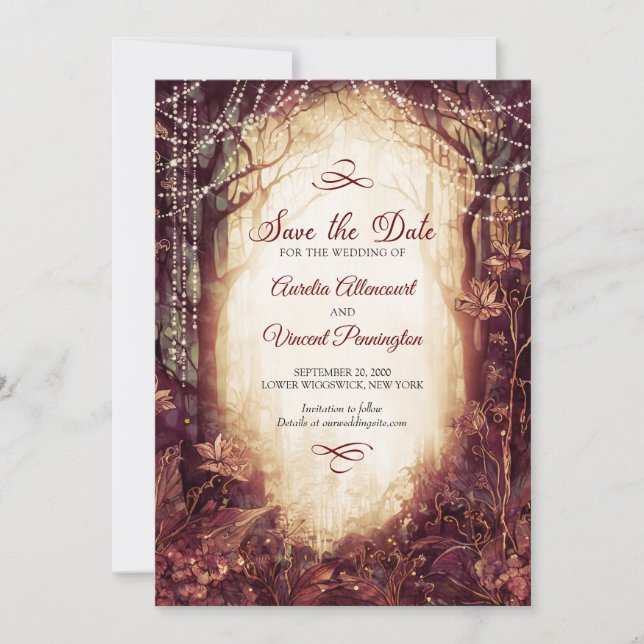 Enchanted Forest Wedding Save The Date (Front)
