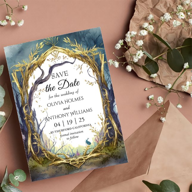 Enchanted Forest Wedding Save The Date Card (Creator Uploaded)