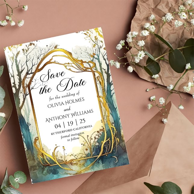 Enchanted Forest Wedding Save The Date Card (Creator Uploaded)
