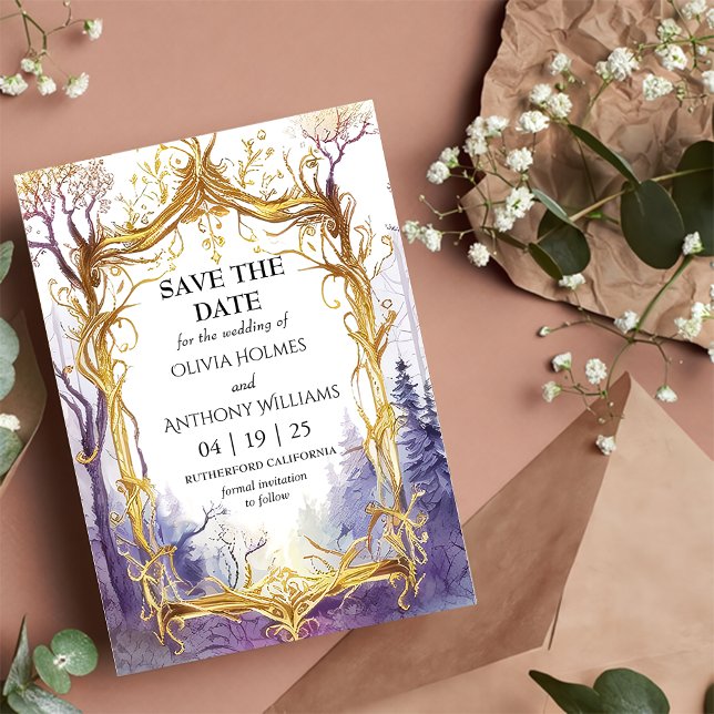 Enchanted Forest Wedding Save The Date Card (Creator Uploaded)