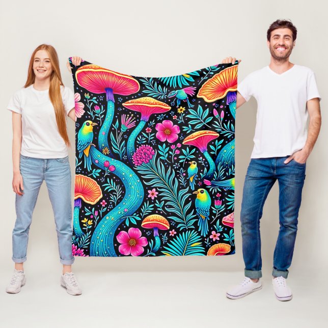 Enchanted Forest Whimsical Dream Design Fleece Blanket (In Situ)