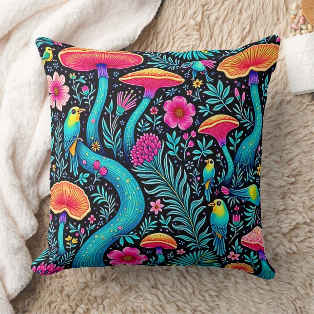 Enchanted Forest Whimsical Dream Design Throw Pillow (Blanket)