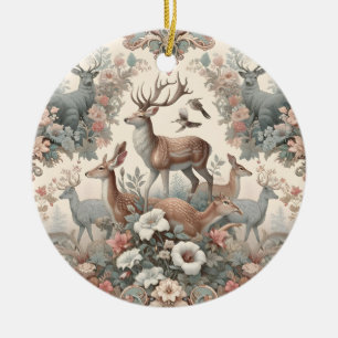 Enchanted Forest Whispers: Victorian Wildlife Ceramic Ornament