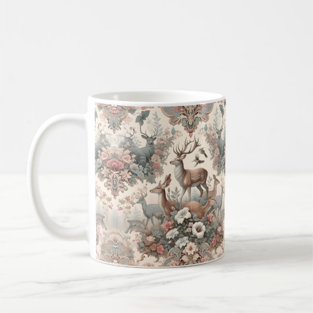 Enchanted Forest Whispers: Victorian Wildlife Coffee Mug (Left)