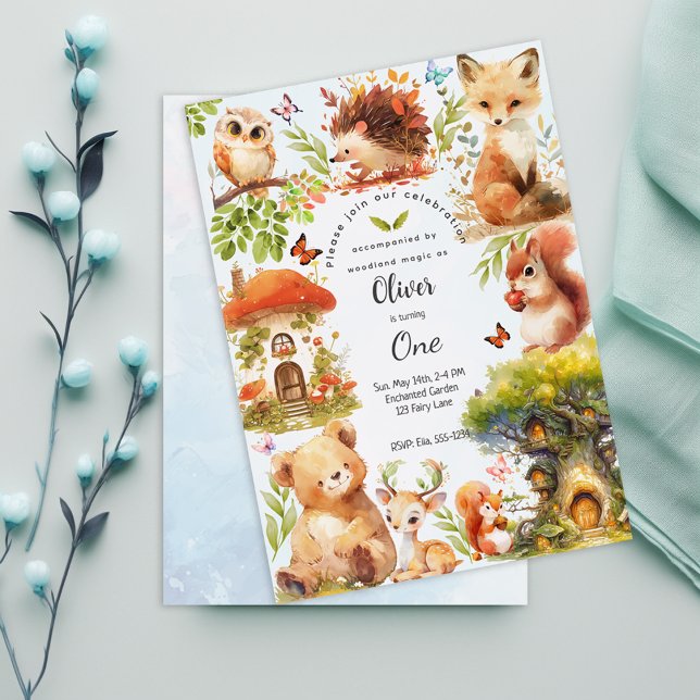 Enchanted Forest Wild One Boy Birthday Invitation (Creator Uploaded)