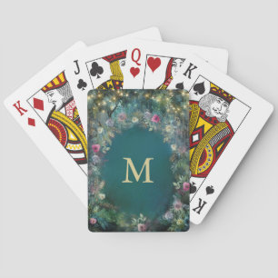 Enchanted Forest Wild Roses Fairy Woodland Initial Poker Cards
