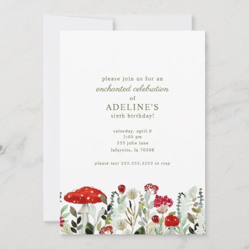 Enchanted Forest Wildflowers Birthday Invitation