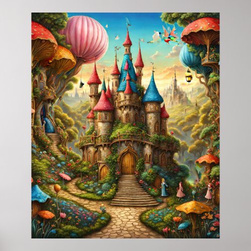 Enchanted Forest With Fairytale Castle Poster