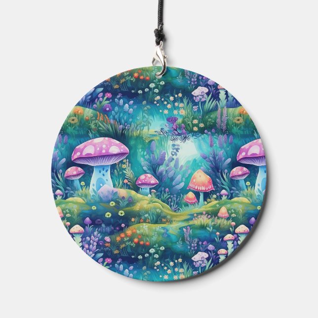 Enchanted forest with mushrooms and flowers wind chime  (Front)