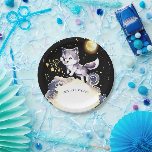 Enchanted Forest Wolf Birthday Paper Plates (Party)