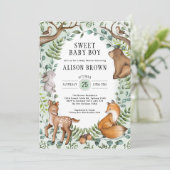 Enchanted Forest Woodland Animals Baby Shower Invitation (Standing Front)