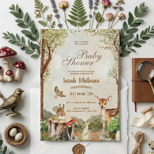 Enchanted Forest Woodland Animals Baby Shower Invitation
