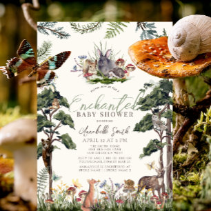 Enchanted Forest Woodland Animals Baby Shower Invitation