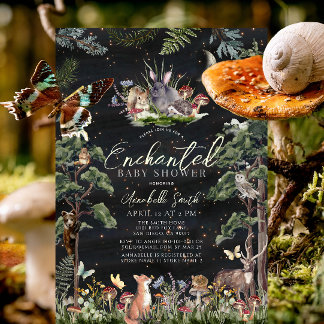 Enchanted Forest Woodland Animals Baby Shower Invitation