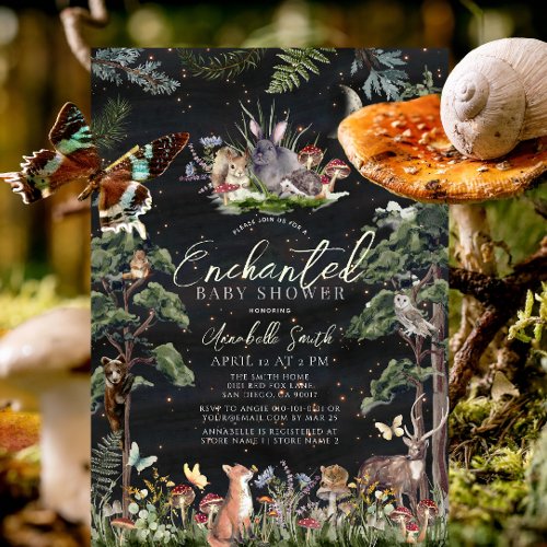 Enchanted Forest Woodland Animals Baby Shower Invitation