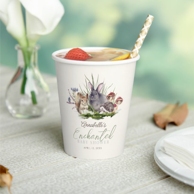Enchanted Forest Woodland Animals Baby Shower Paper Cups (Insitu)
