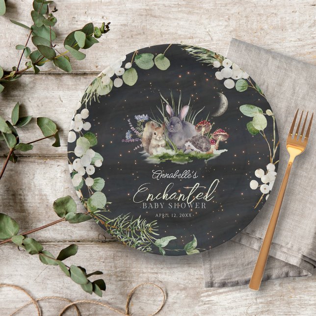 Enchanted Forest Woodland Animals Baby Shower Paper Plates (Creator Uploaded)