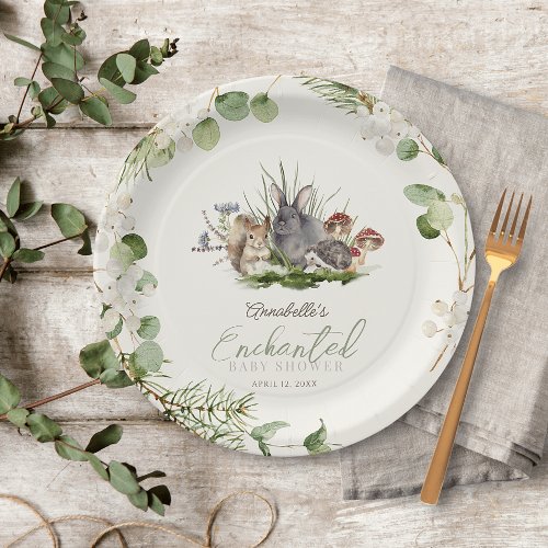 Enchanted Forest Woodland Animals Baby Shower Paper Plates