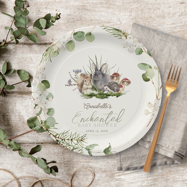 Enchanted Forest Woodland Animals Baby Shower Paper Plates (Creator Uploaded)