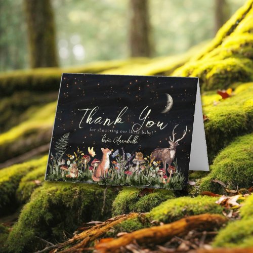 Enchanted Forest Woodland Animals Baby Shower Thank You Card