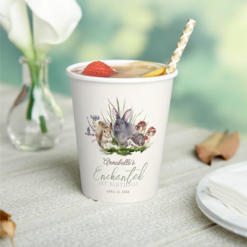 Enchanted Forest Woodland Animals Birthday Cream Paper Cups