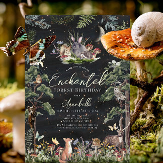 Enchanted Forest Woodland Animals Birthday Invitation