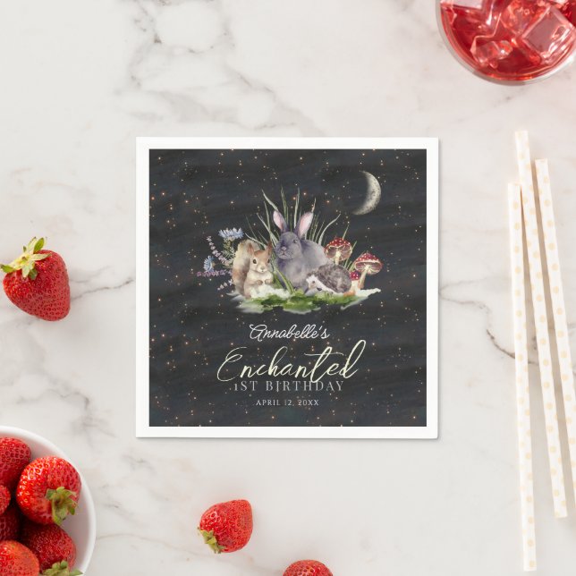Enchanted Forest Woodland Animals Birthday Napkins (Insitu)