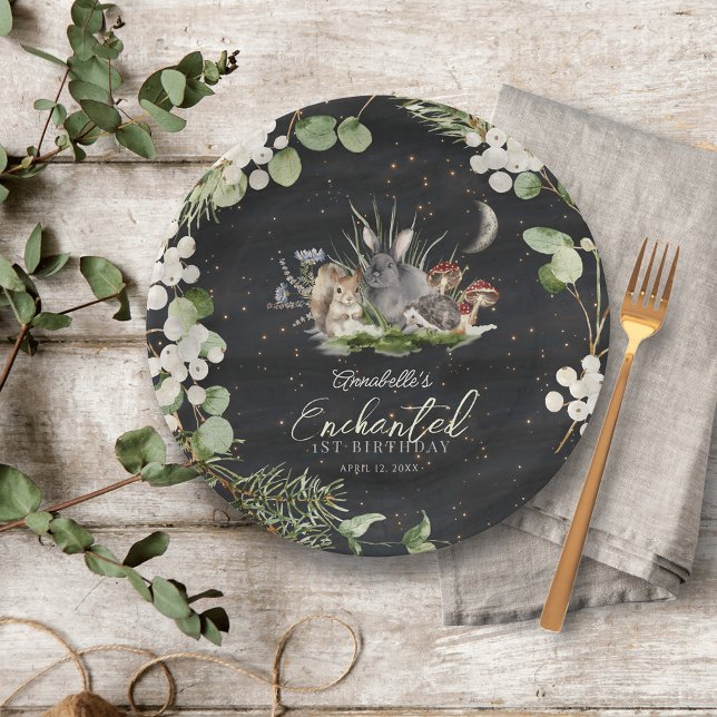 Enchanted Forest Woodland Animals Birthday Paper Plates (Enchanted Forest Woodland Animals Kid's Birthday Paper Plate)