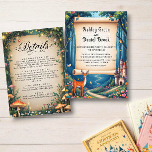 Enchanted Forest Woodland Castle Fairytale Wedding Invitation