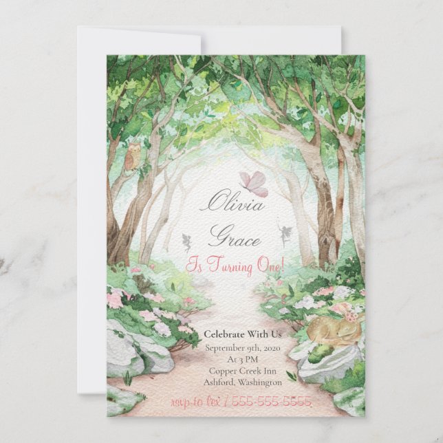 Enchanted Forest Woodland Fairy Invitation (Front)