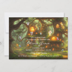 Enchanted Forest Woodland Fairy Slumber Party Invitation
