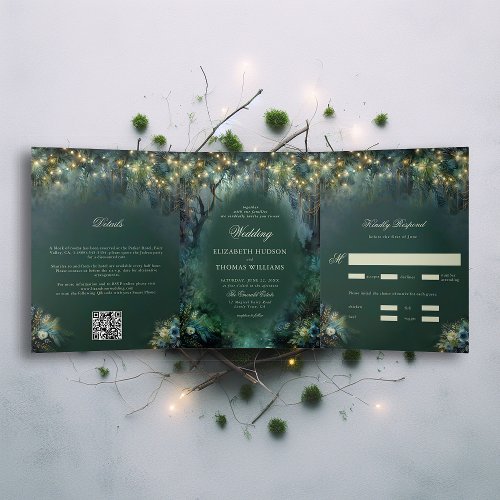 Enchanted Forest Woodland Fairy Tale Wedding Tri_Fold Invitation