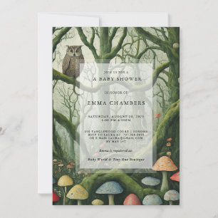 Enchanted Forest Woodland Mushrooms Baby Shower Invitation