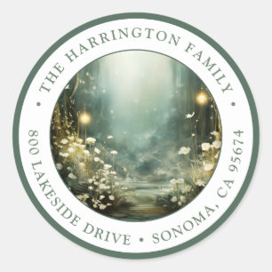 Enchanted Forest Woodland Return Address Classic Round Sticker