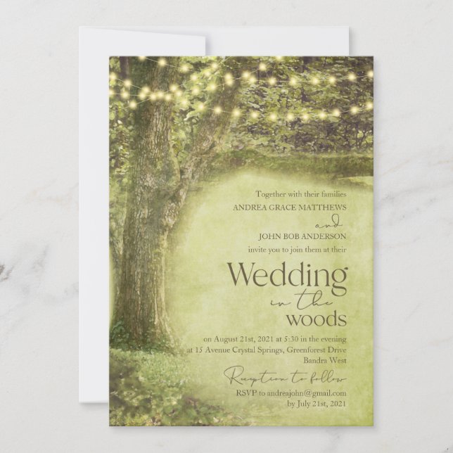 Enchanted Forest Woodland Trees Rustic Wedding Invitation (Front)