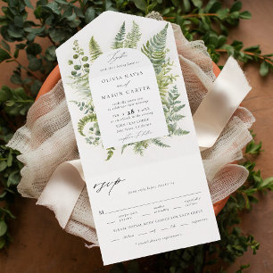 Enchanted Forest Woodland Whimsy Boho Arch Wedding All In One Invitation