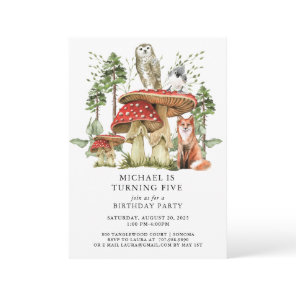 Enchanted Forest Woodlands Boy 5th Birthday  Invitation