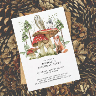 Enchanted Forest Woodlands Boy First Birthday  Invitation
