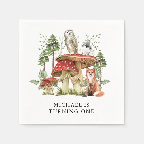 Enchanted Forest Woodlands Boy First Birthday  Napkins