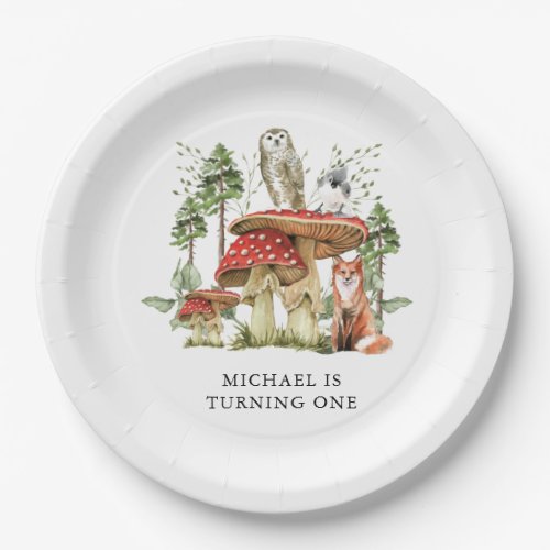 Enchanted Forest Woodlands Boy First Birthday  Paper Plates
