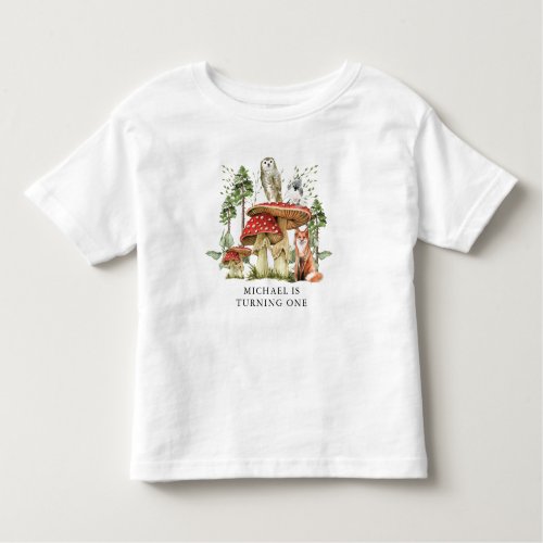 Enchanted Forest Woodlands Boy First Birthday  Toddler T_shirt