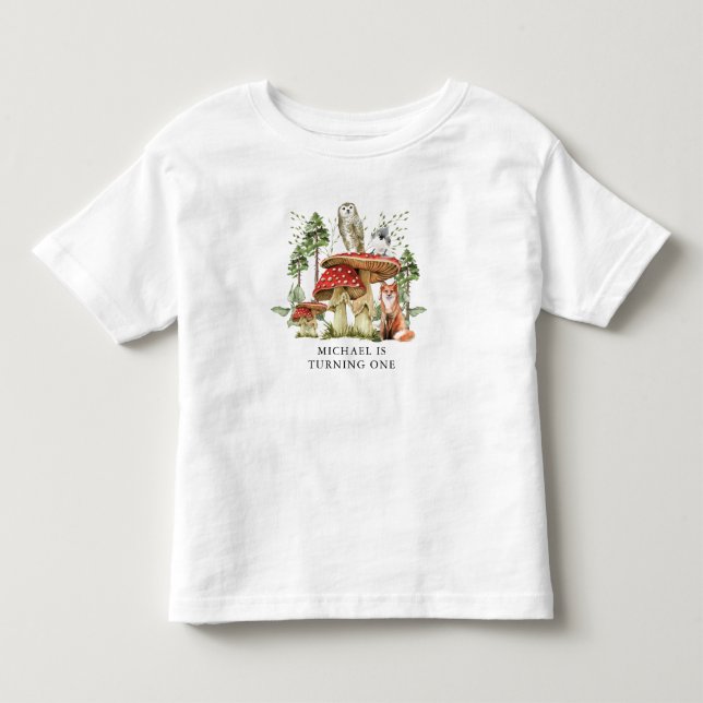 Enchanted Forest Woodlands Boy First Birthday  Toddler T-shirt (Front)