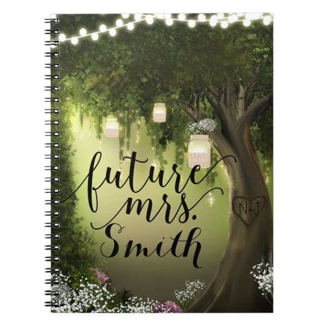 Enchanted Forest Woods Rustic Wedding Future Mrs. Notebook (Front)