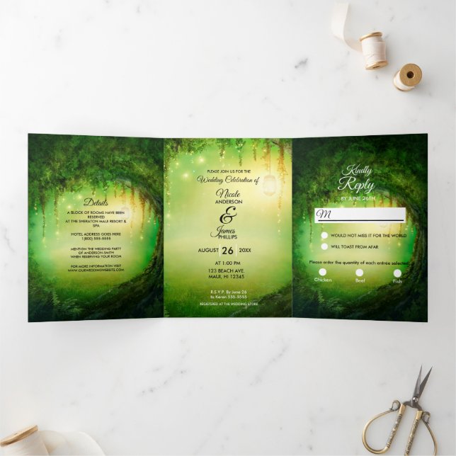 Enchanted Forest Woods Trifold Wedding Program (Inside)