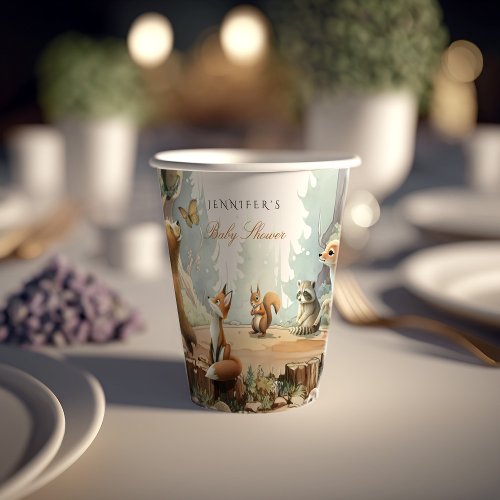 Enchanted Forest Wrap_Around Artwork Baby Shower Paper Cups