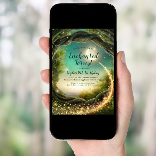 Enchanted Forrest, Glitter Invitations (Front Digital)