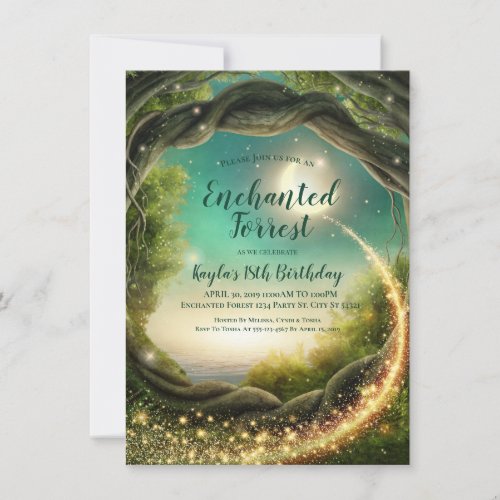 Enchanted Forrest Glitter Invitations