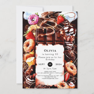Enchanted Fountain Chocolate Birthday Invitation