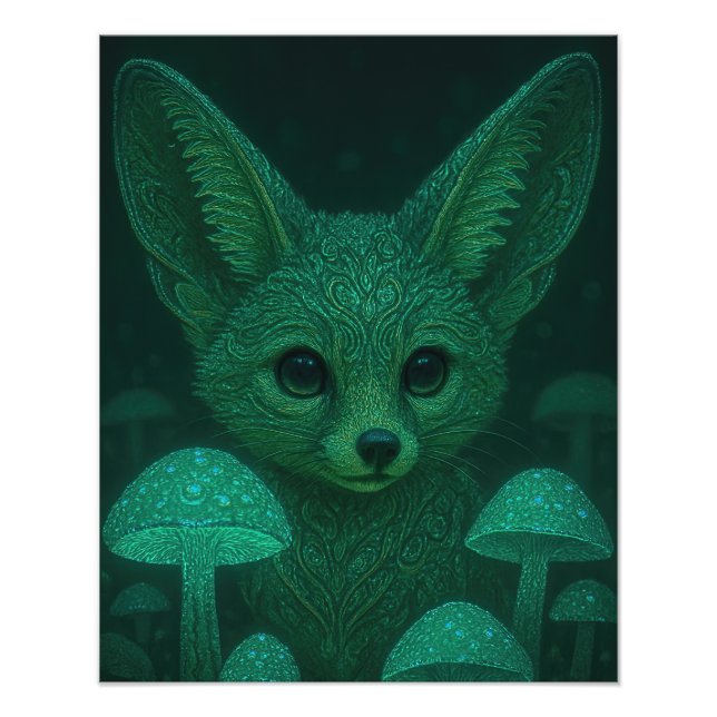 Enchanted Fox & Bioluminescent Mushrooms Fairycore Photo Print (Front)