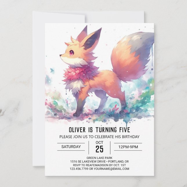 Enchanted Fox Birthday Invitation (Front)